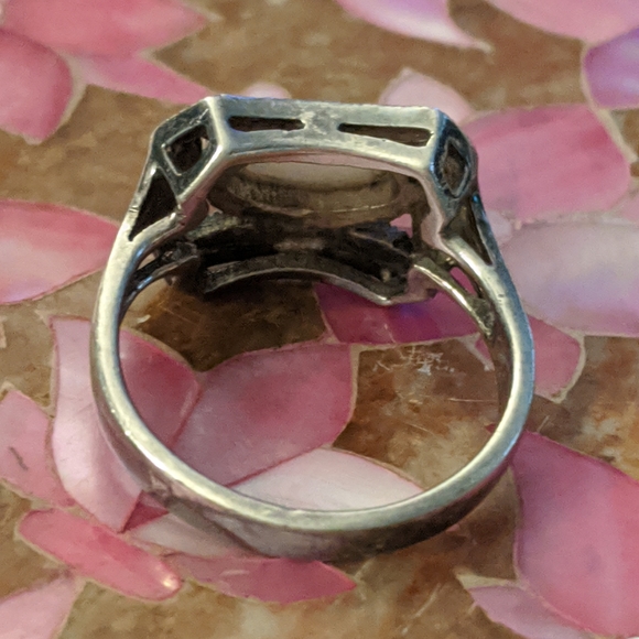 GORGEOUS Antique/Vintage 1950's Sterling Silver Ring with Real Diamonds - Picture 7 of 16